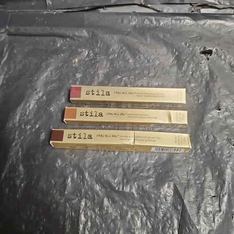 STILA LOT OF 3 ASSORTED COSMETIC PRODUCTS TO INCLUDE - CHROMA-FLASH LIQUID EYELINER IN FIREFLY - WATERPROOF BROW COLOUR IN MEDIUM - WATERPROOF GEL EYELINER IN ESPRESSO