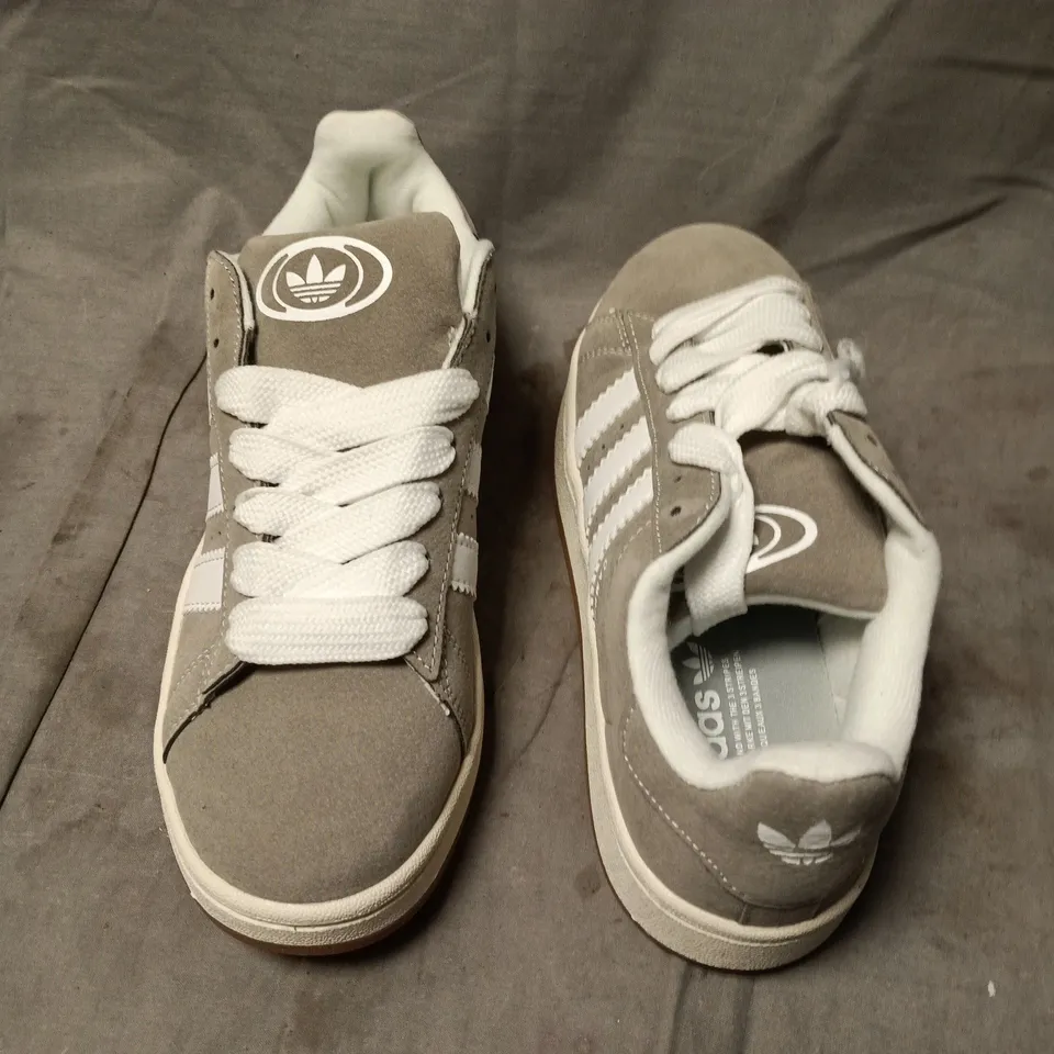 ADIDAS ORIGINALS SUEDE SNEAKERS – GREY/BROWN WITH WHITE 3-STRIPES - UK 7