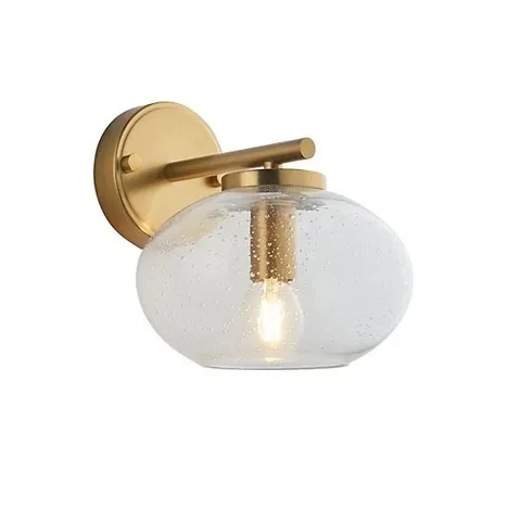 LUMINOSA JACOB DOME WALL LAMP WARM BRASS PLATE & CLEAR BUBBLE GLASS E14