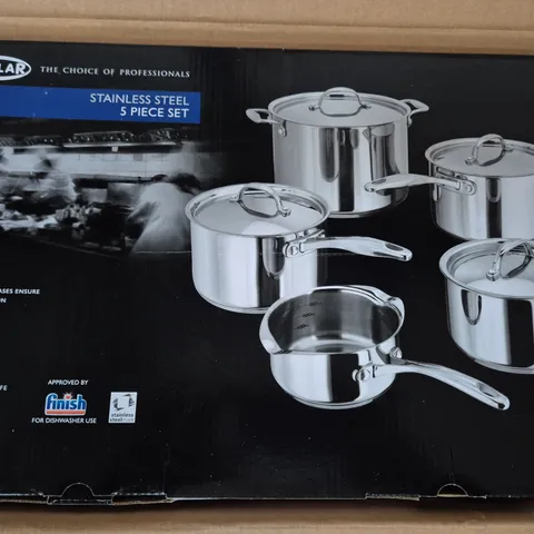 BOXED STELLAR 5-PIECE STAINLESS STEEL PAN SET