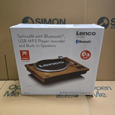 BOXED LENCO TURNTABLE WITH BLUETOOTH AND BUILT IN SPEAKERS - LS-55WA