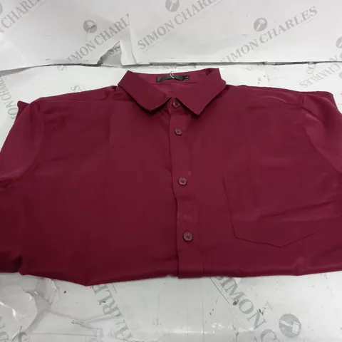 PARKLEES MENS SILKY BURGUNDY BUTTON UP LONG SLEEVE SHIRT - SIZE LARGE
