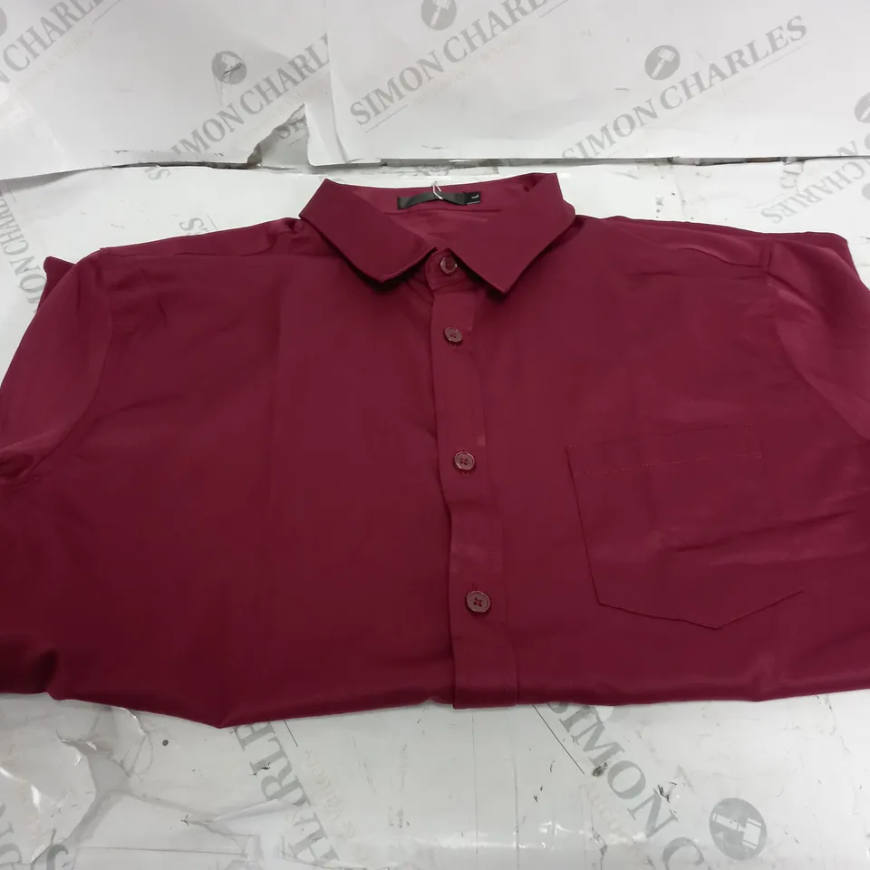 PARKLEES MENS SILKY BURGUNDY BUTTON UP LONG SLEEVE SHIRT - SIZE LARGE