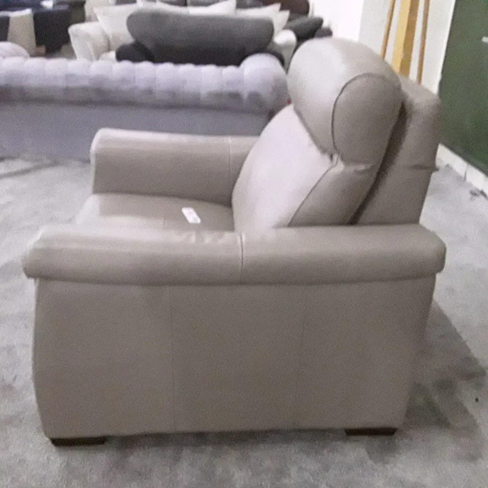 QUALITY ITALIAN DESIGNER ADRIANO ELECTRIC RECLINER CHAIR - TAUPE LEATHER