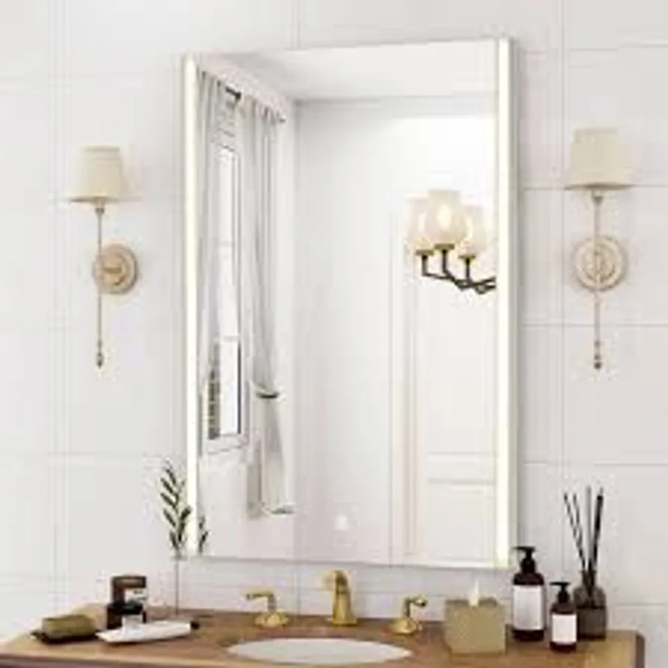 BOXED WHITE BATHROOM MIRROR