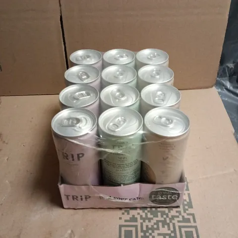 2 CASES OF TRIP CBD DRINK ASSORTED FLAVOURS 12 X 250ML (PEACH GINGER, ELDERFLOWER MINT, LEMON BASIL)