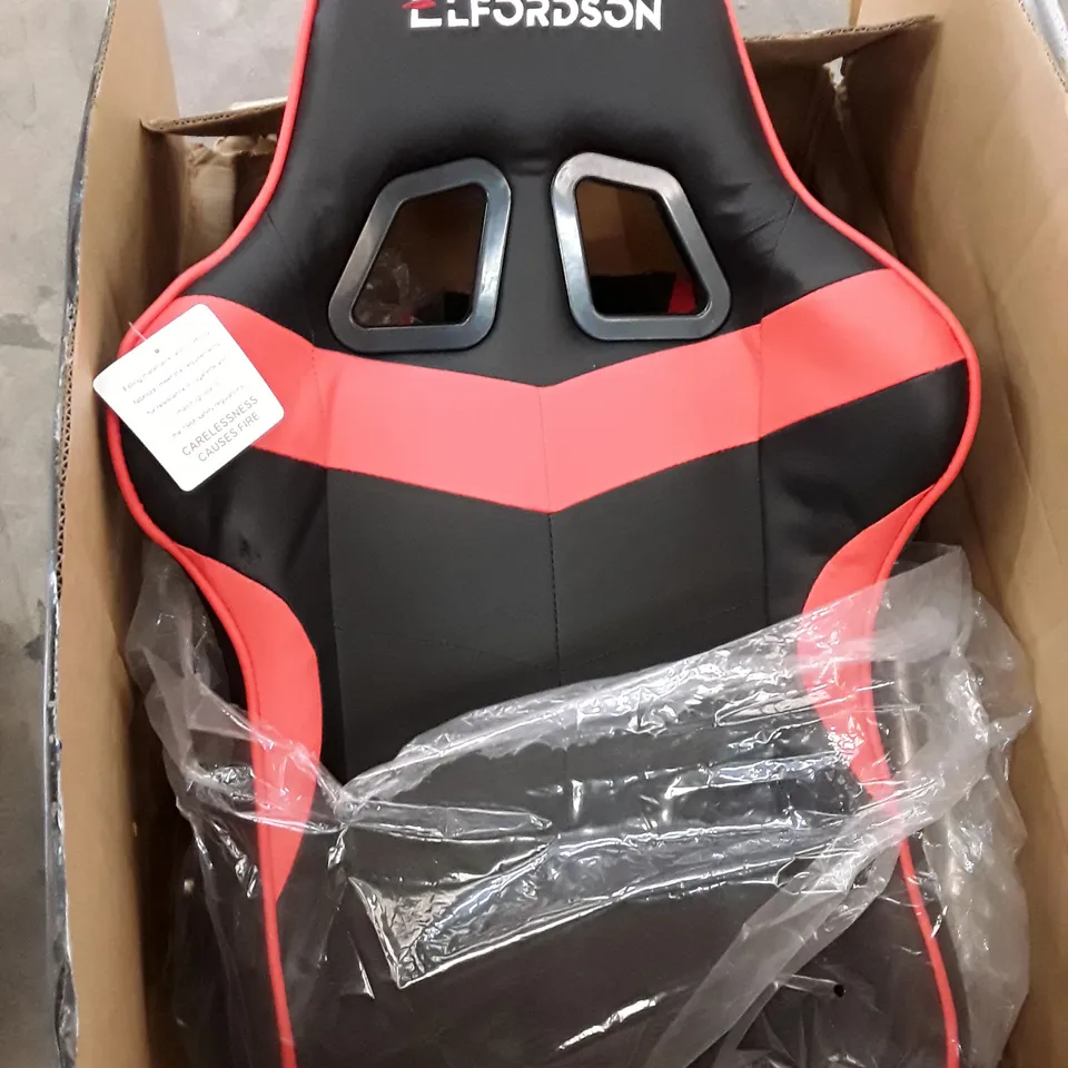 BOXED RACING OFFICE CHAIR WITH FOOTREST  - RED/BLACK LEATHER