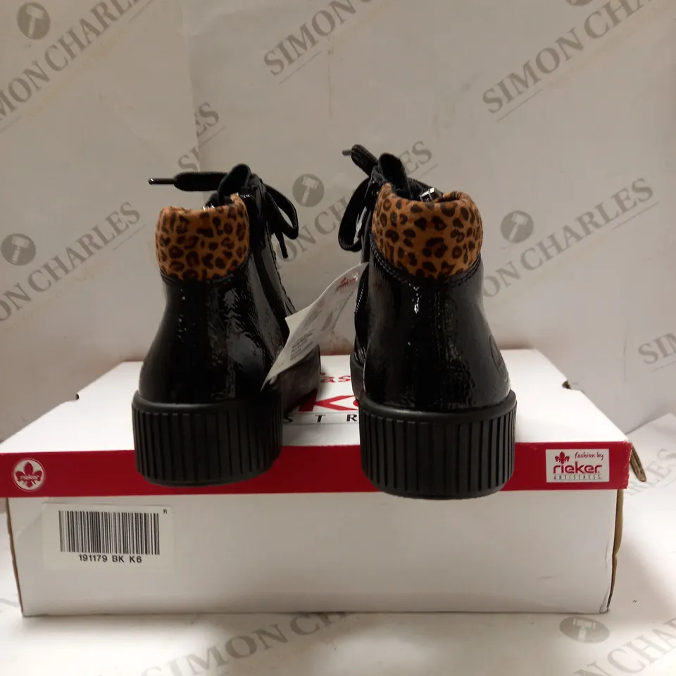 RIEKER HI TOP TRAINER WITH LEOPARD CUFF SIZE 6