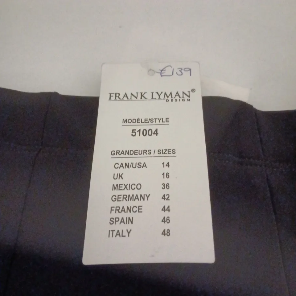 UK 16 FRANK LYMAN DESIGN WOMEN'S BLACK SKIRT – MODEL 51004 TAGGED
