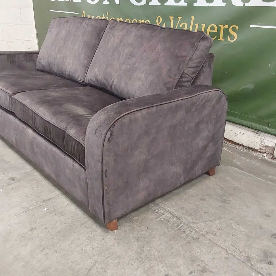 QUALITY DESIGNER APPLEY 3 SEATER SOFA - VELOUR PETAL
