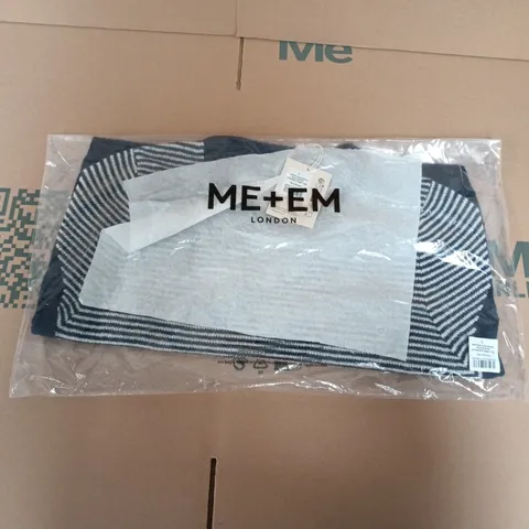BAGGED ME+EM MERINO CASHMERE SILK STRIPE STRAIGHT BABY TEE IN NAVY/CREAM - LARGE