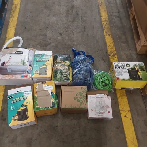 PALLET CONTAINING A LARGE QUANTITY OF ASSORTED HOSE PIPES, POOL INFLATABLES ECT