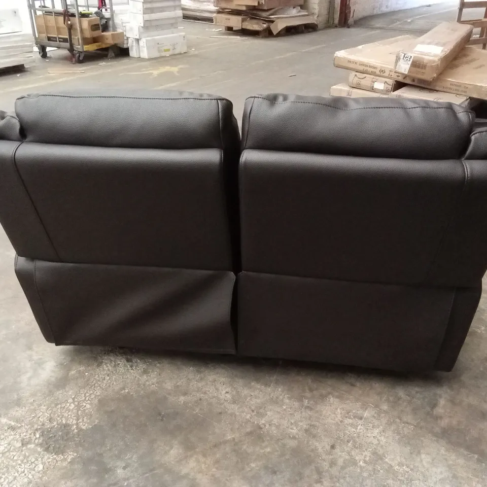 ALBION LUXURY FAUX LEATHER 2 SEATER HIGH BACK MANUAL RECLINER SOFA - CHOCOLATE RRP £539