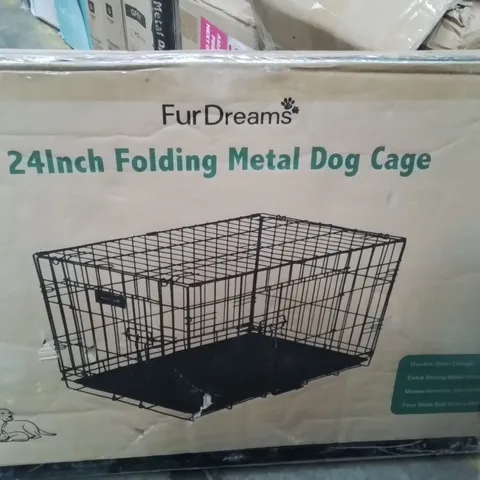 BOXED 24INCH FOLDING METAL DOG CAGE