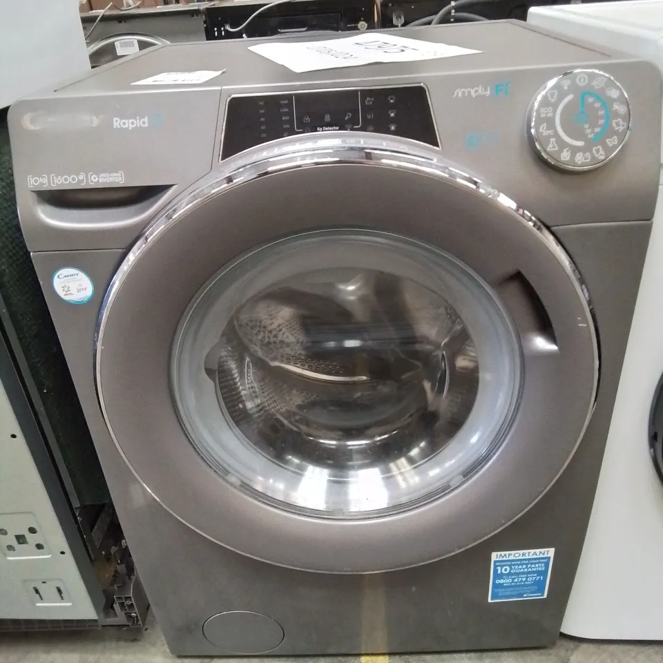 CANDY RAPIDO 10KG WASHING MACHINE IN SILVER -COLLECTION ONLY-