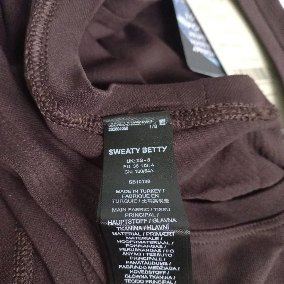 SWEATY BETTY ATHLETE CROP SEAMLESS WORKOUT TANK TOP – ESPRESSO BROWN, UK XS (EU 36)
