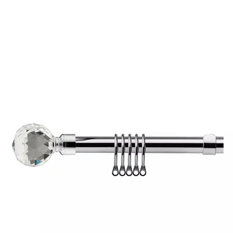 EXTENDABLE CURTAIN POLE KIT WITH CRYSTAL FINIALS 160CM TO 300CM