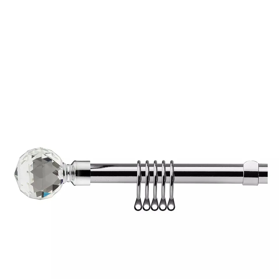 EXTENDABLE CURTAIN POLE KIT WITH CRYSTAL FINIALS 160CM TO 300CM