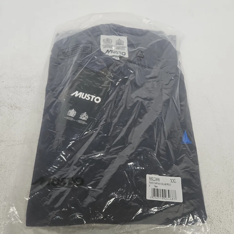 MUSTO NAVY PIQUE CANVAS COLLAR POLO SHIRT – XXL
