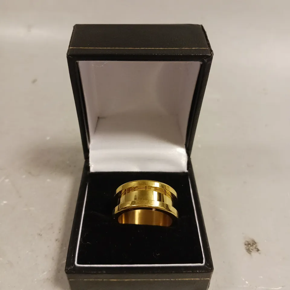 BERING GOLD PLATED BROAD OUTER RING - SIZE 8 