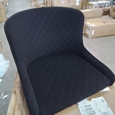 BOXED 2 BLACK FABRIC UPHOLSTERED CROSS HATCH SIDE/DINING CHAIRS (1 BOX )