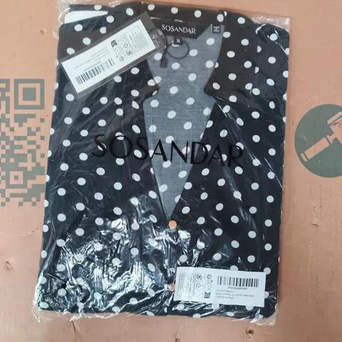 BAGGED SOSANDAR BLACK & WHITE SPOT BELTED SHIRT DRESS SIZE 12
