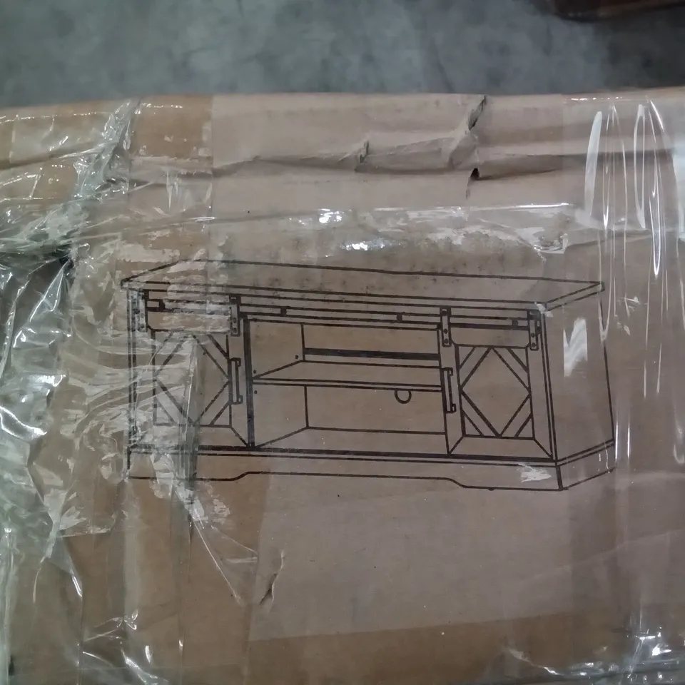 BOXED LOUIS XVI TV STAND , 150 X 39 X 60 CM , WHITE /DARK WOOD 