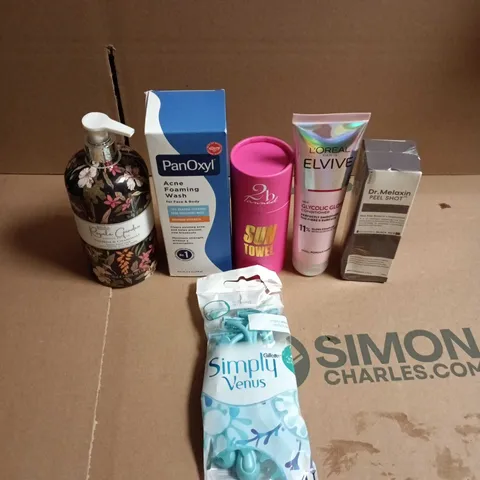 APPROXIMATEY 20 ASSORTED HEALTH AND BEAUTY PRODUCTS TO INCLUDE - PANOXYL ACNE FOAMING WASH - SIMPLY VENUS RAZORS AND L'OREAL ELVIVE CONDITIONER