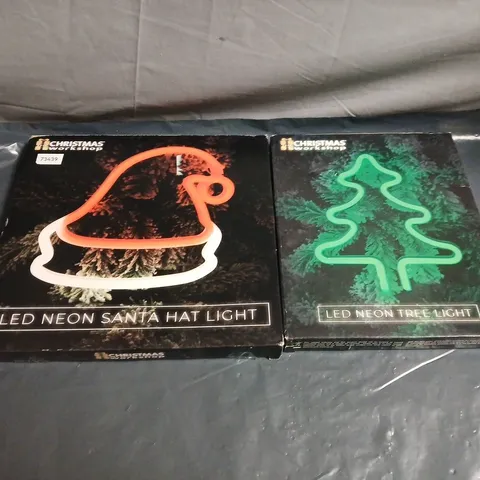 CHRISTMAS WORKSHOP X 2 ITEMS: LED NEON SANTA HAT LIGHT AND LED NEON TREE LIGHT