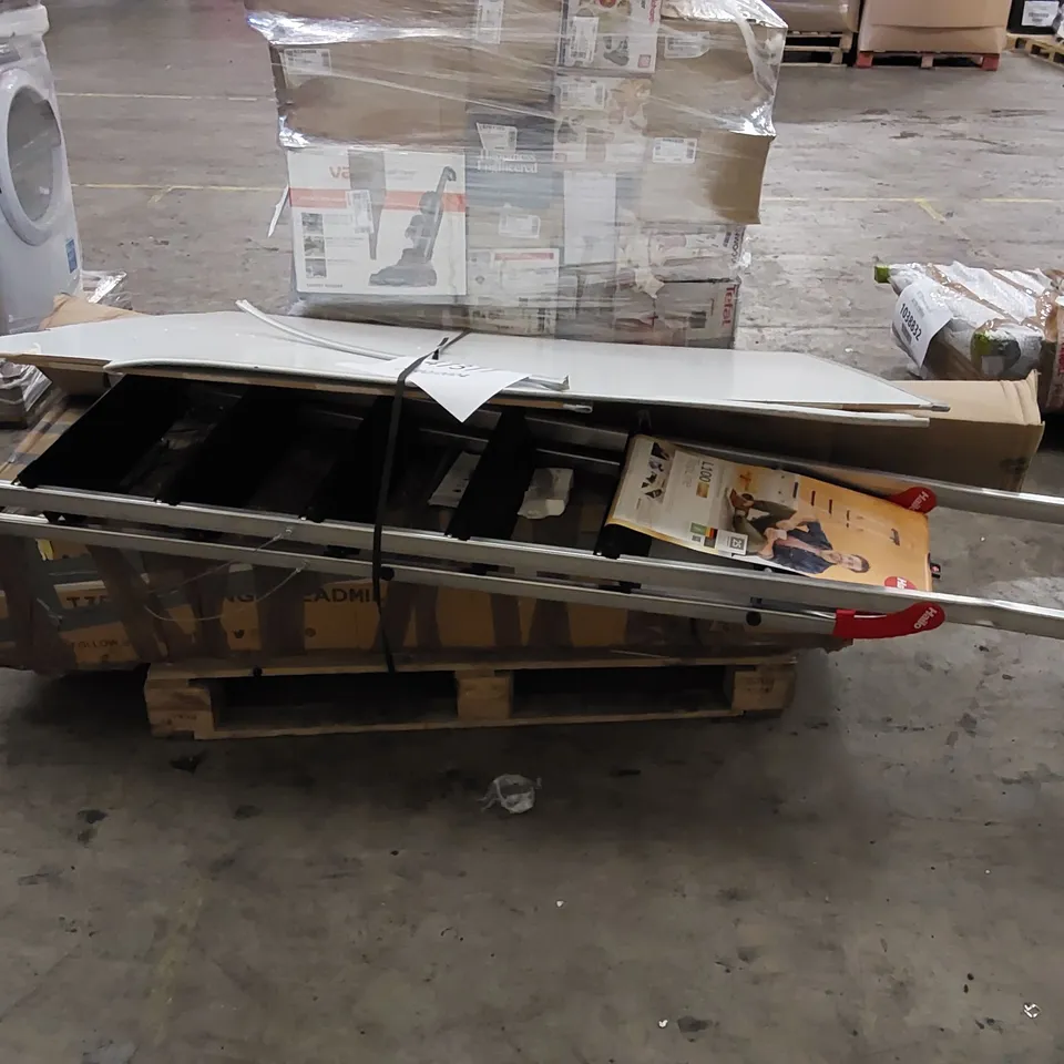 BRABANTIA 60 M LIFT-O-MATIC ROTARY WASHING LINE, JLL T350 DIGITAL FOLDING TREADMILL HAILO TOPLINE L100  ALUMINIUM SAFETY STEPLADDER AND BI-OFFICE WHITEBOARD MAYA 240 X 120 CM - UNPROCESSED RAW RETURNS