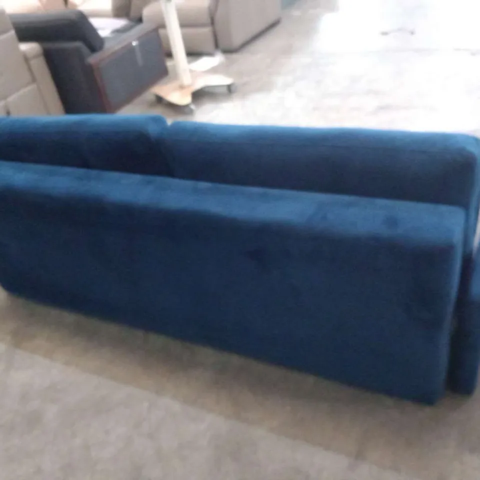 DESIGNER OPTISOFA AMY BLUE VELVET SOFA WITH SLEEPING FUNCTION