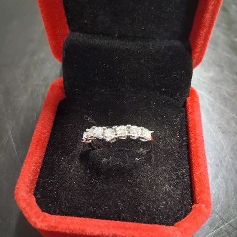 18CT WHITE GOLD HALF ETERNITY RING SET WITH NATURAL DIAMONDS