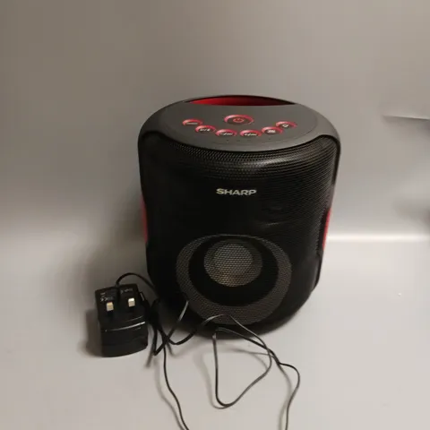 BOXED SHARP 2.1 PARTY SPEAKER SYSTEM IN BLACK AND RED 130W BLUETOOTH ENABLED