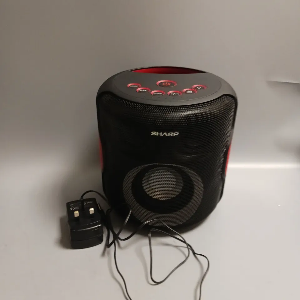 BOXED SHARP 2.1 PARTY SPEAKER SYSTEM IN BLACK AND RED 130W BLUETOOTH ENABLED
