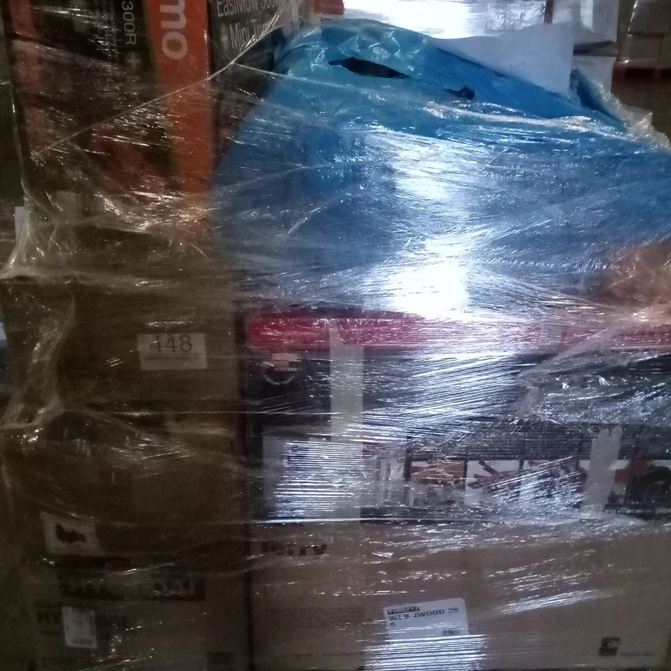 PALLET OF APPROXIMATELY 16 ASSORTED ELECTRICAL ITEMS TO INCLUDE TRIMMERS , TILLERS , LAWNMOWERS, ETC 