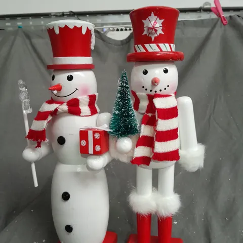 X2 SNOWMAN NUTCRACKER CHRISTMAS DECORATION 