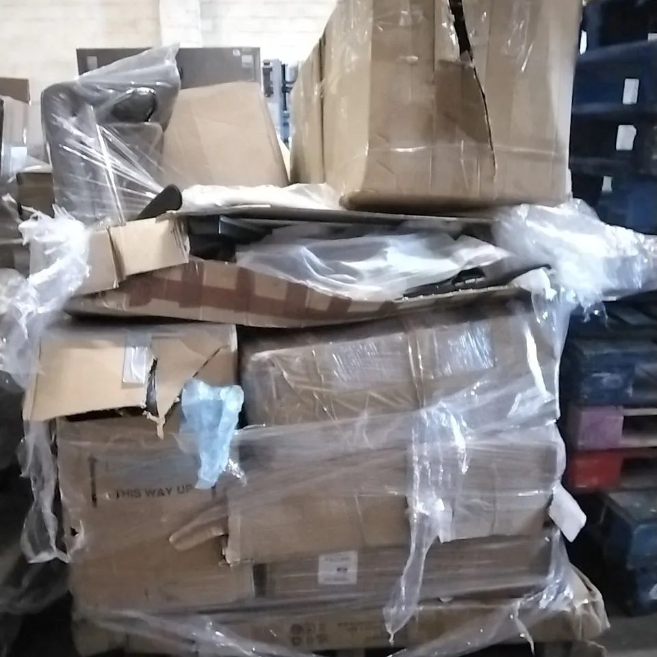 PALLET OF ASSORTED PRODUCTS AND HOUSEHOLD GOODS TO INCLUDE;DINING STOOL,ROWING MACHINE,OFFICE CHAIR