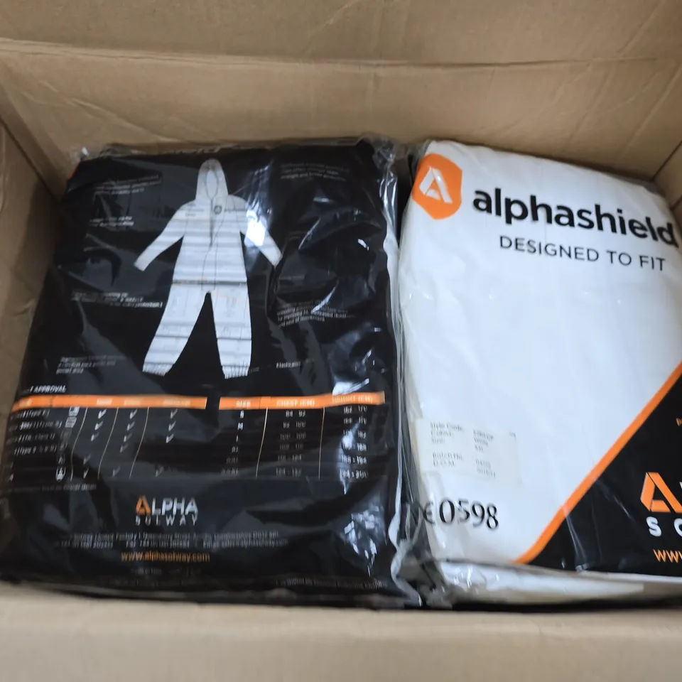 APPROXIMATELY 40 ASSORTED ALPHASHIELD PROTECTIVE OVERALLS IN WHITE - XXL