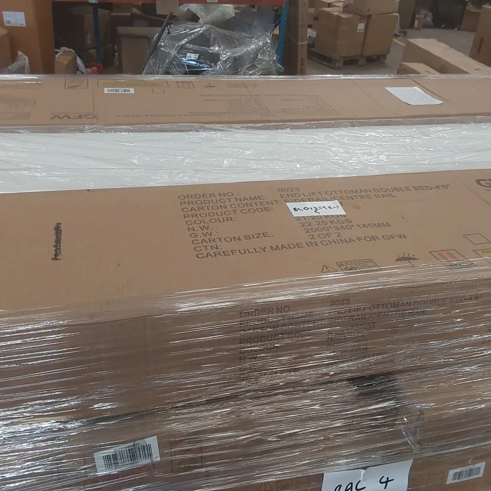 PALLET CONTAINING A VERY LARGE QUANTITY OF ASSORTED FURNITURE PARTS INCLUDING: BED PARTS, WARDROBE PARTS ECT