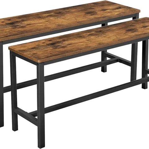 BOXED VASAGLE SET OF 2 TABLE BENCHES 108×32.5×50CM - RUSTIC BROWN 