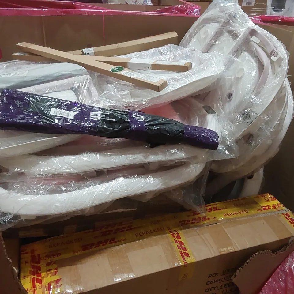PALLET OF ASSORTED ITEMS INCLUDING: HOLLYWOOD MAKEUP MIRROR, OSCILLATING TOWER FAN, GRAB BAR, CHAIR ECT