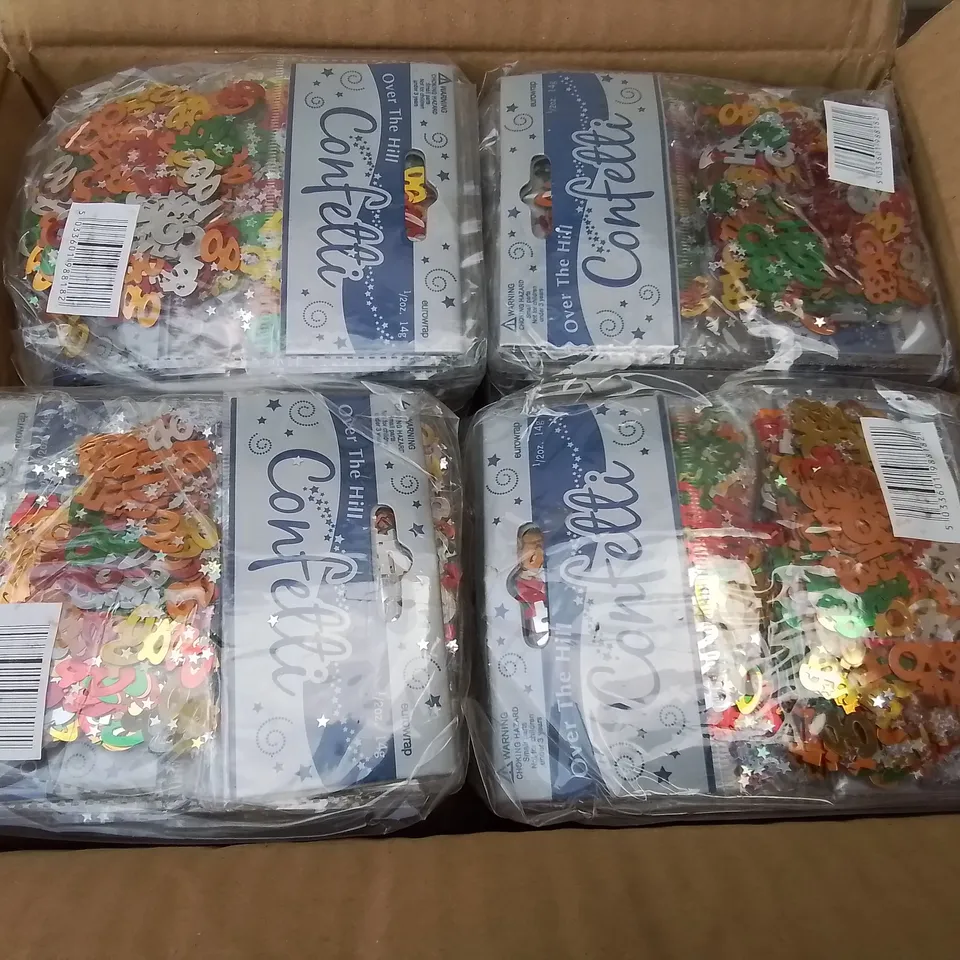LOT OF 19 BOXES OF BRAND NEW METALLIC 40 OVER THE HILL CONFETTI - 144 PIECES PER BOX / APPROX TOTAL 2736