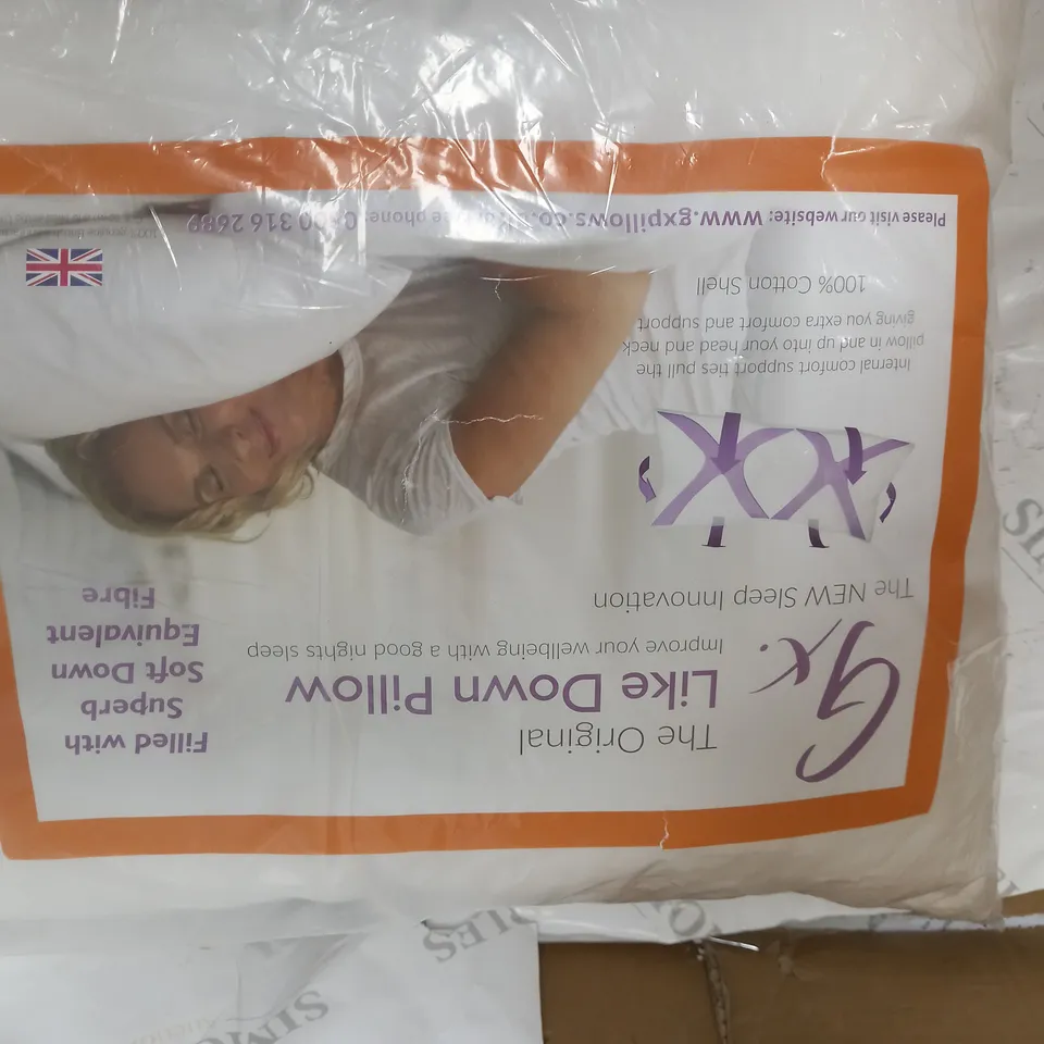 BOX OF 2 ASSORTED PILLOWS - X1LIKE DOWN, X1 SUSPENSION MEDIUM FIRM.