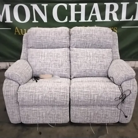QUALITY BRITISH DESIGNED & MANUFACTURED G PLAN KINGSBURY 2 SEATER POWER RECLINER SHORE SLATE FABRIC SOFA