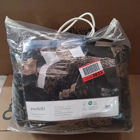 BAGGED PAOLETTI LUXURY JACQUARD BEDSPREAD 275 X 275CM - BLACK 