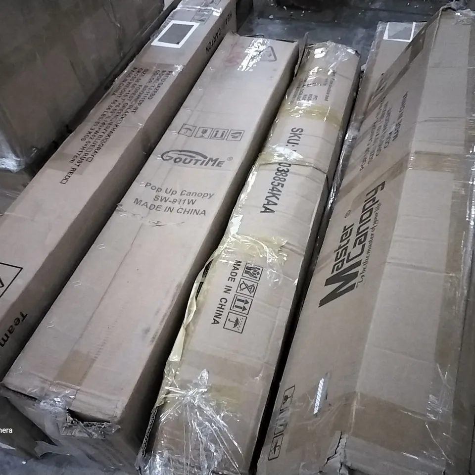 5 ASSORTED BOXED FURNITURE PARTS TO INCLUDE A POP UP CANOPY 