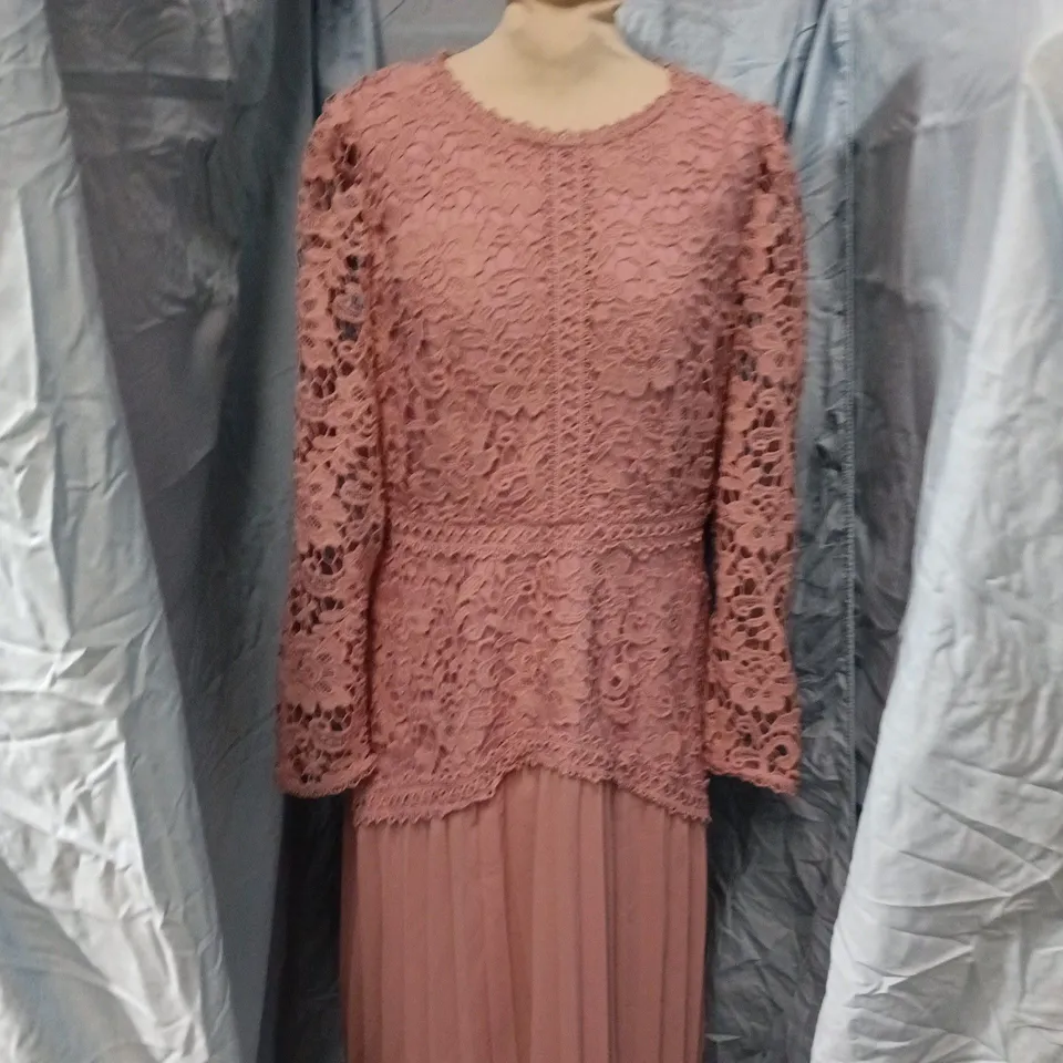 OASIS LACE BODICE MIDI DRESS – PALE PINK, UK 12