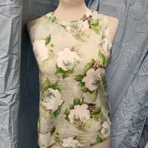 JIGSAW SKETCH ROSE PRINT TANK TOP – FLORAL SLEEVELESS UK XS
