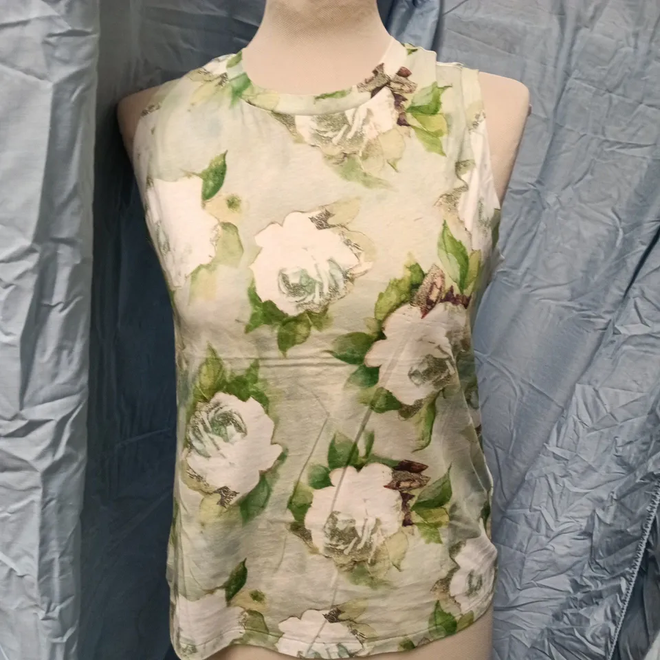 JIGSAW SKETCH ROSE PRINT TANK TOP – FLORAL SLEEVELESS UK XS