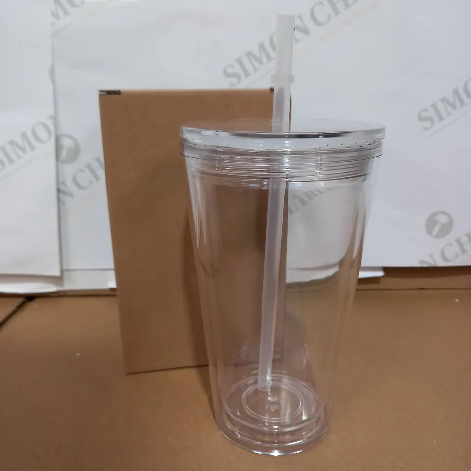 LOT OF APPROX 8 CLEAR THICK PLASTIC STRAW CUPS 